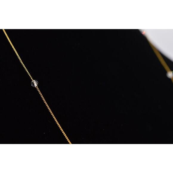 Trifari Vintage Station Necklace Gold Chain Clear Crystal Beaded Signed Bin6B - Picture 4 of 12